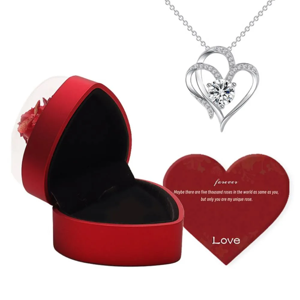 Rose Jewelry Box Heart Gift Box Necklace Gift Box Valentine's Day Gift for Her