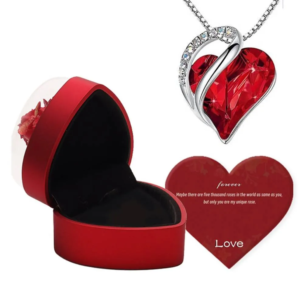 Rose Jewelry Box Heart Gift Box Necklace Gift Box Valentine's Day Gift for Her