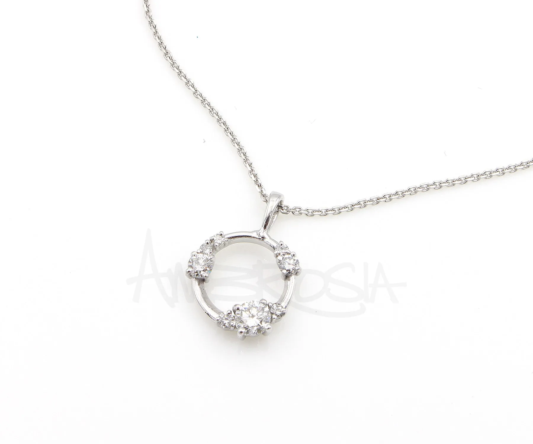 Round Modern Diamond Swirl Pave Necklace
