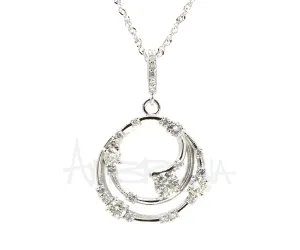 Round Modern Diamond Swirl Pave Necklace