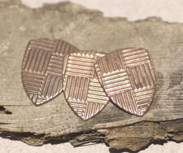 Rounded Shield 20mm x 16mm in Textured Patterns Cutout for Blanks -Variety of Metals