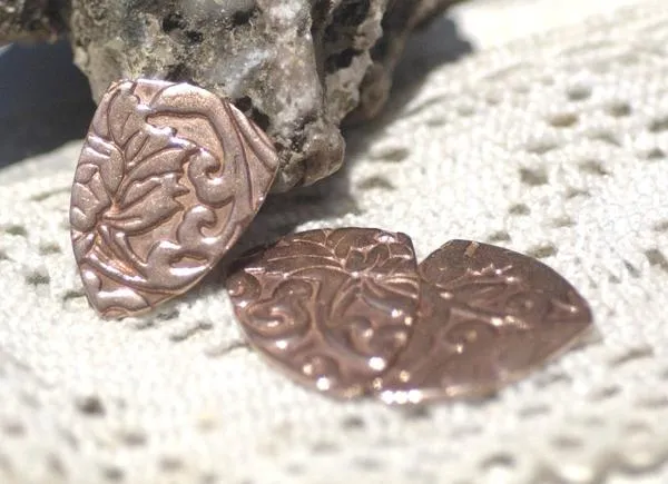 Rounded Shield 20mm x 16mm in Textured Patterns Cutout for Blanks -Variety of Metals