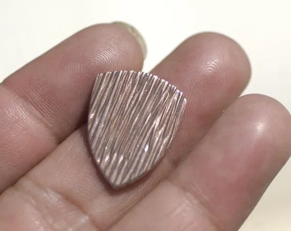 Rounded Shield 20mm x 16mm in Textured Patterns Cutout for Blanks -Variety of Metals