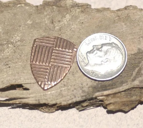 Rounded Shield 20mm x 16mm in Textured Patterns Cutout for Blanks -Variety of Metals