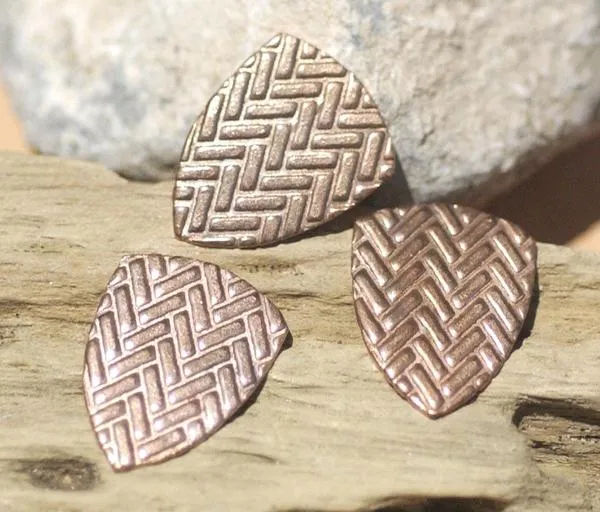 Rounded Shield 20mm x 16mm in Textured Patterns Cutout for Blanks -Variety of Metals