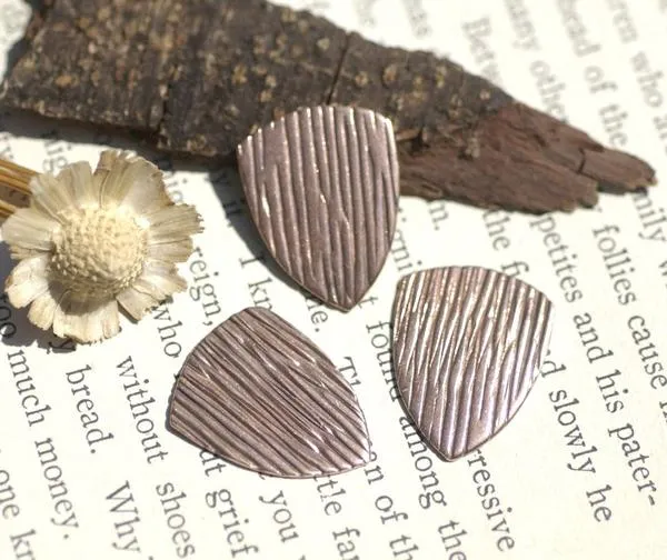 Rounded Shield 20mm x 16mm in Textured Patterns Cutout for Blanks -Variety of Metals
