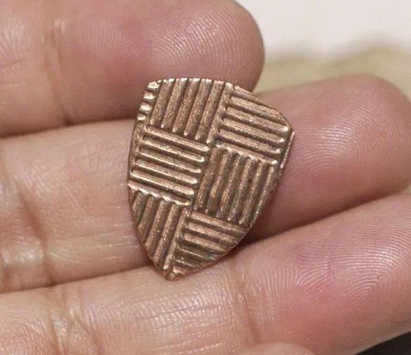 Rounded Shield 20mm x 16mm in Textured Patterns Cutout for Blanks -Variety of Metals