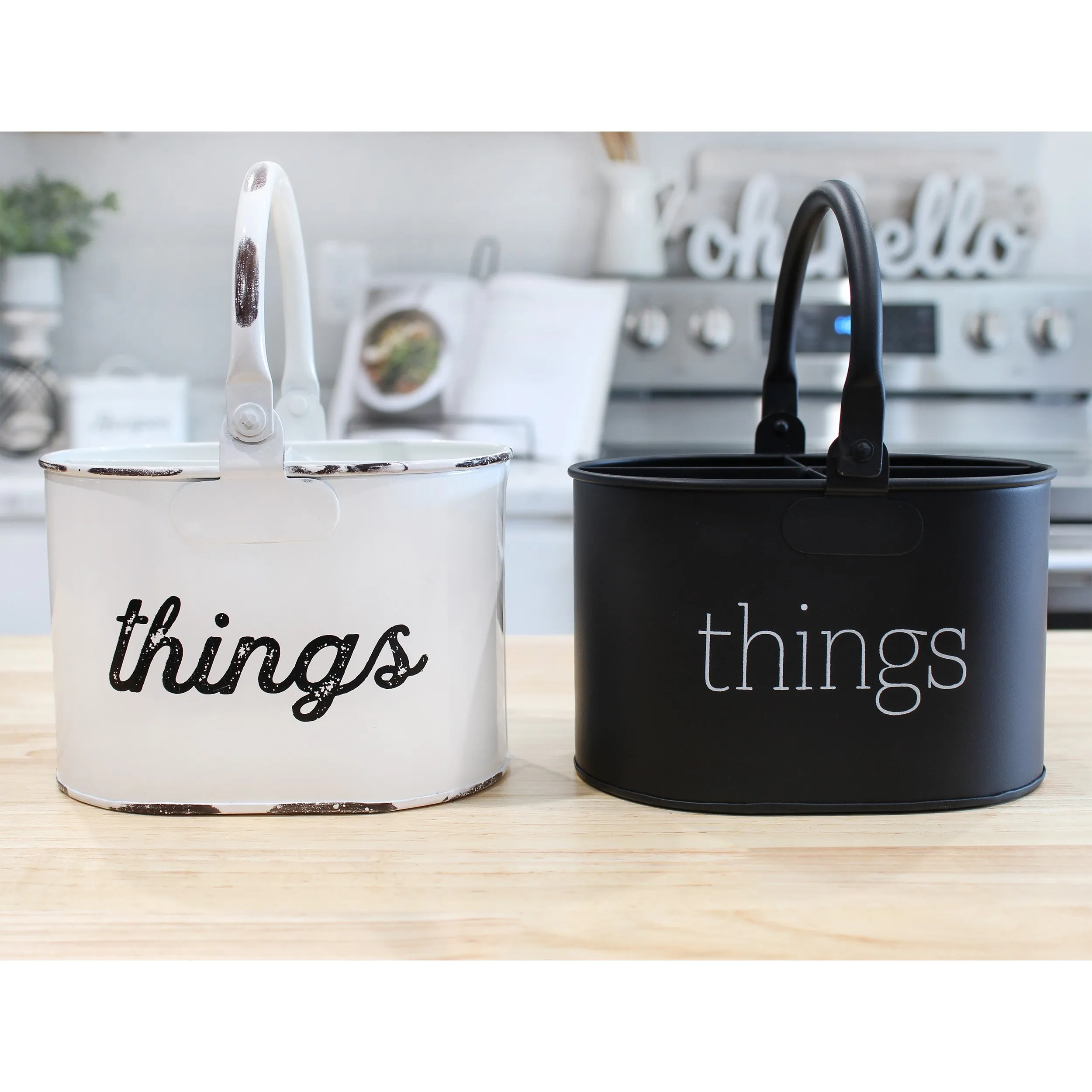 Rustic White Enamelware Things Caddy (Case of 24)