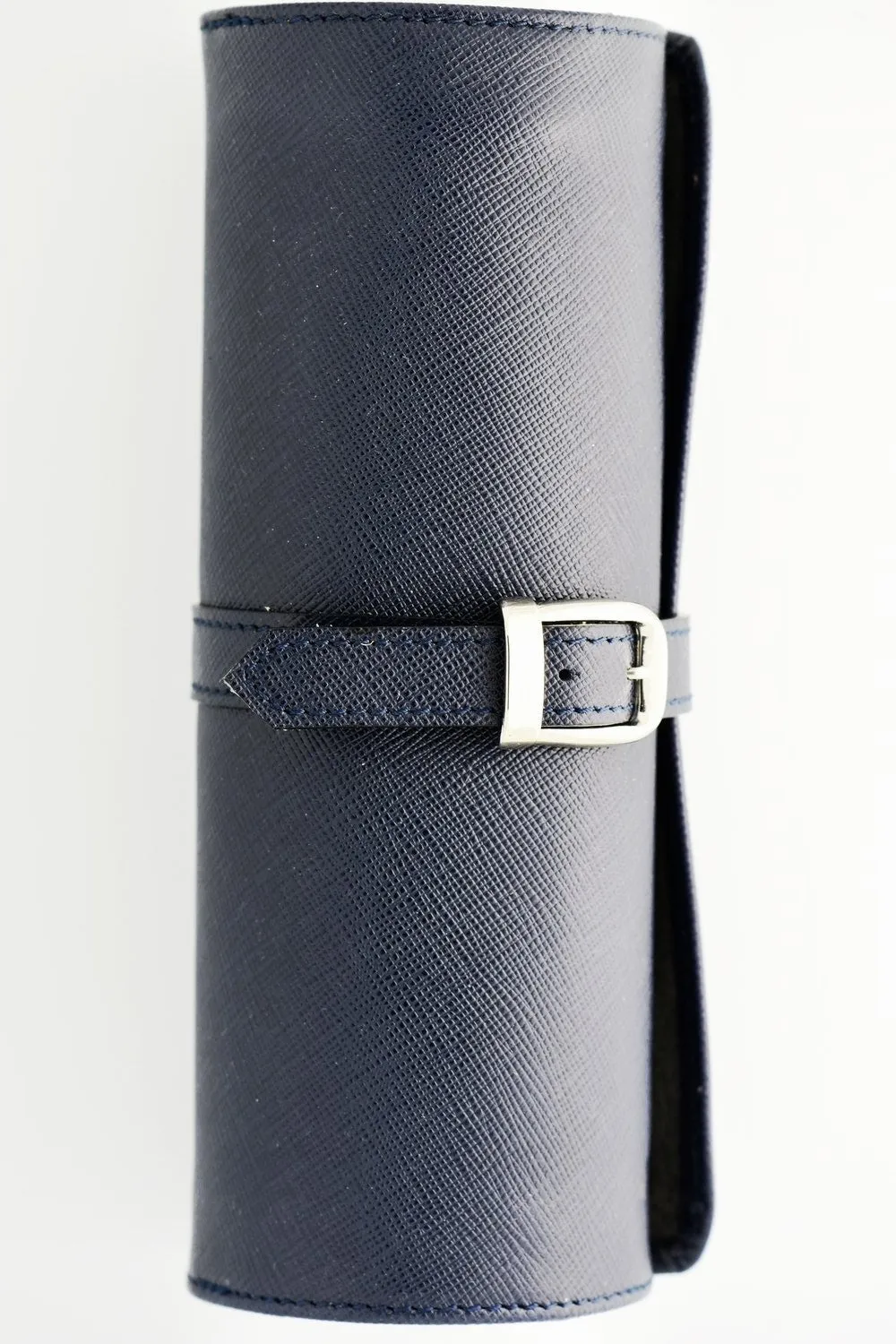 Saffiano Leather Watch Travel Tube in Navy Blue