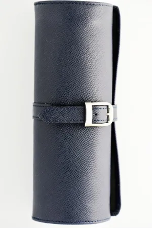 Saffiano Leather Watch Travel Tube in Navy Blue