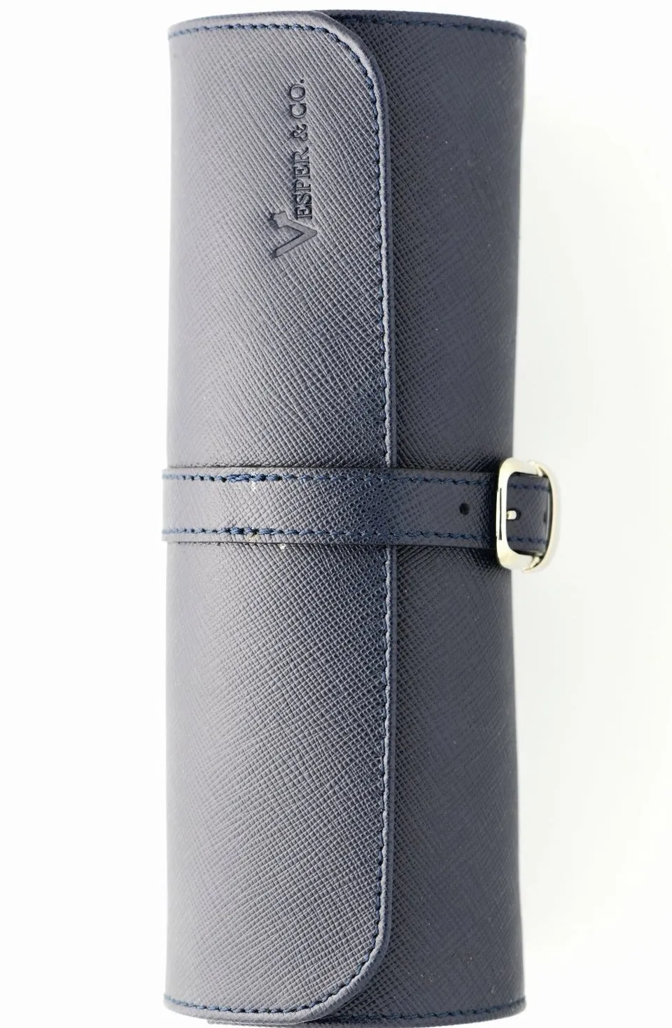 Saffiano Leather Watch Travel Tube in Navy Blue
