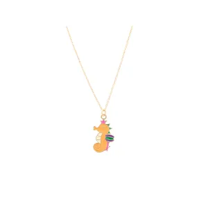 Seahorse Queen Enamel Charm Necklace Children's Jewelry Gift
