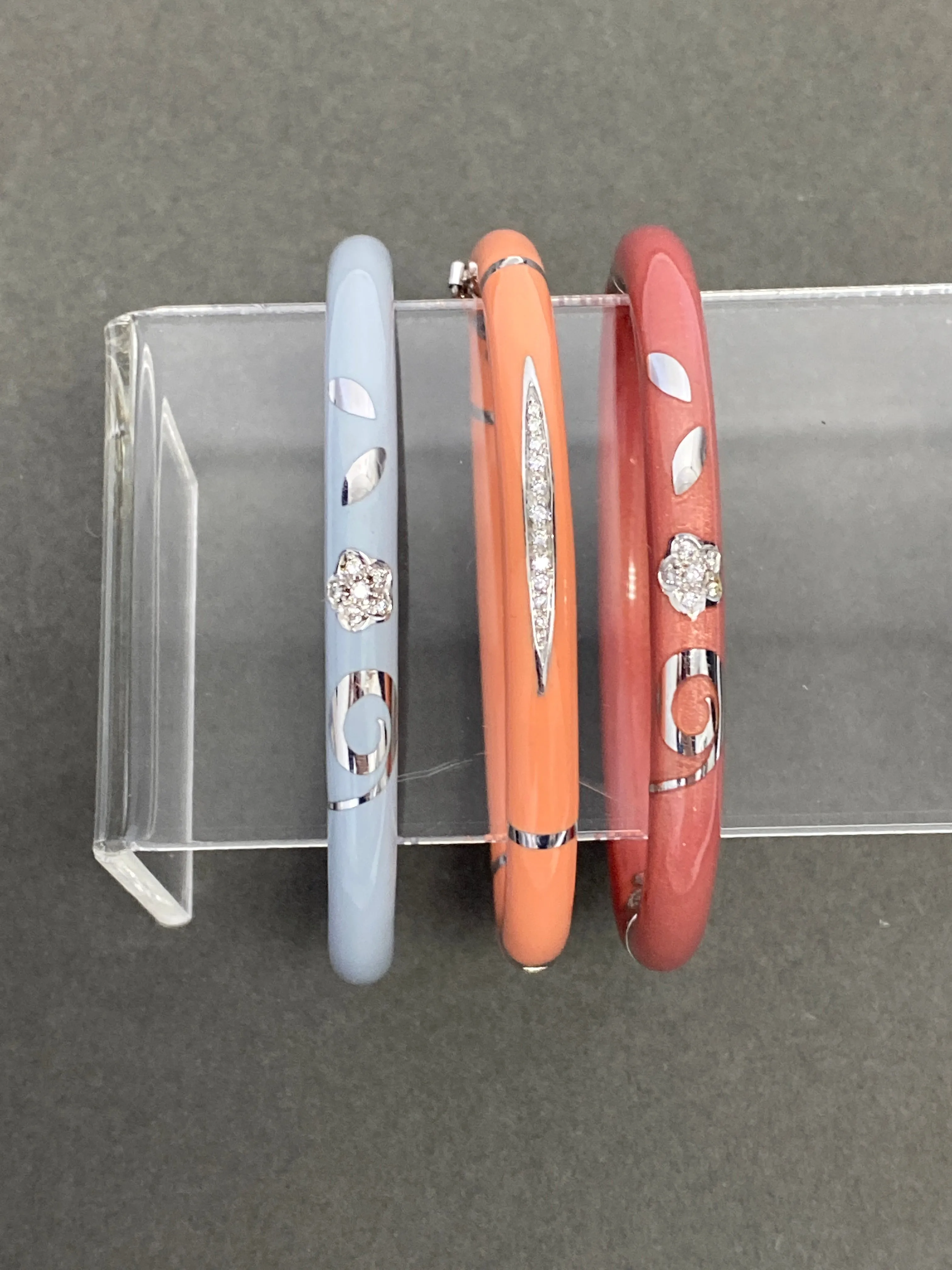 Set of 3 Enamel and Diamond Bracelets