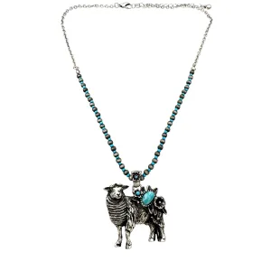Sheep Farm Animal Western Navajo Turquoise Beads Necklace: