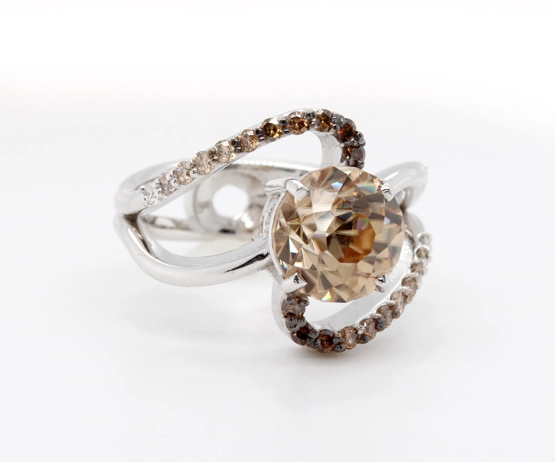 Sherry Zircon Chocolate Diamond Swirl Ring