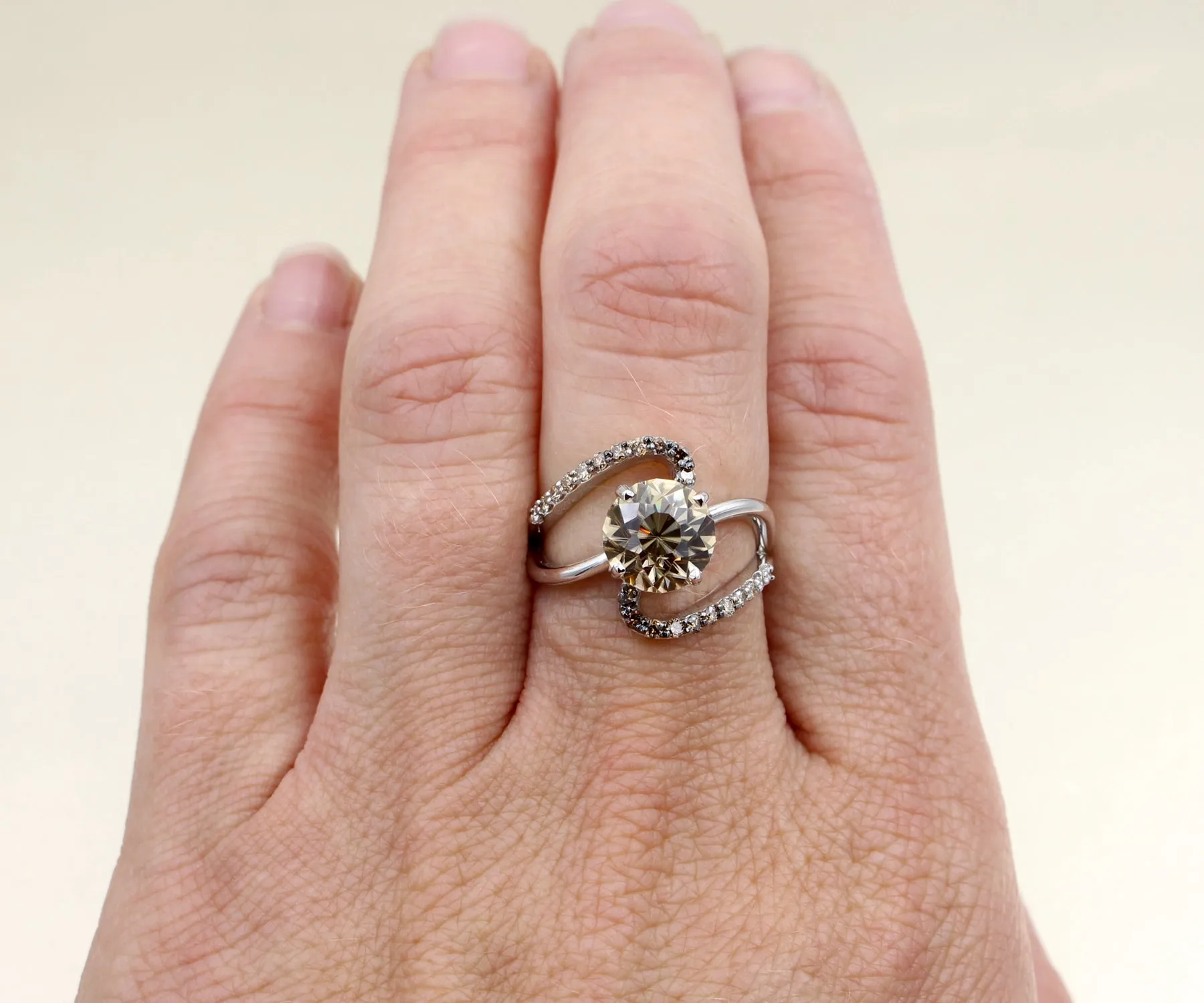 Sherry Zircon Chocolate Diamond Swirl Ring