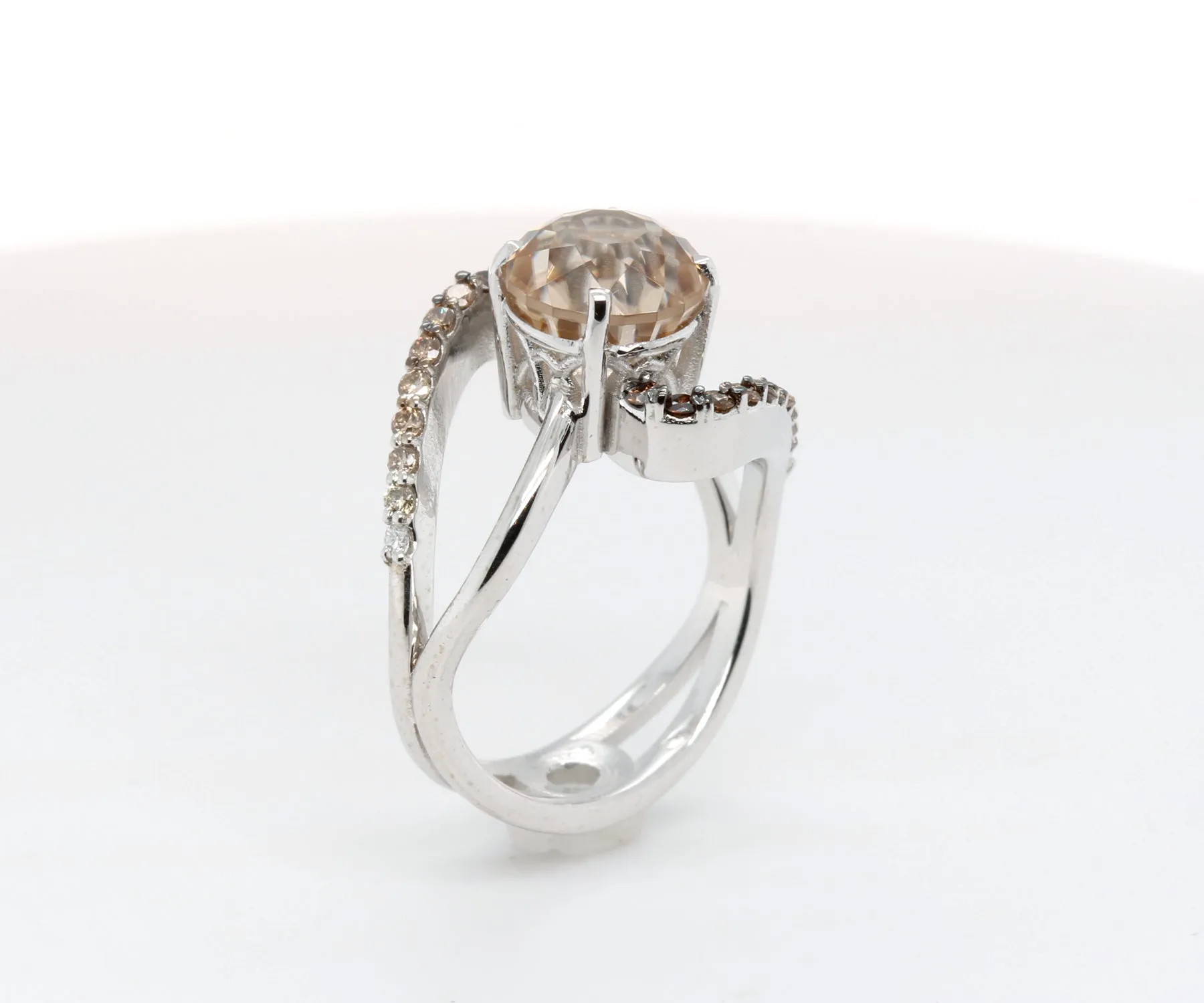 Sherry Zircon Chocolate Diamond Swirl Ring
