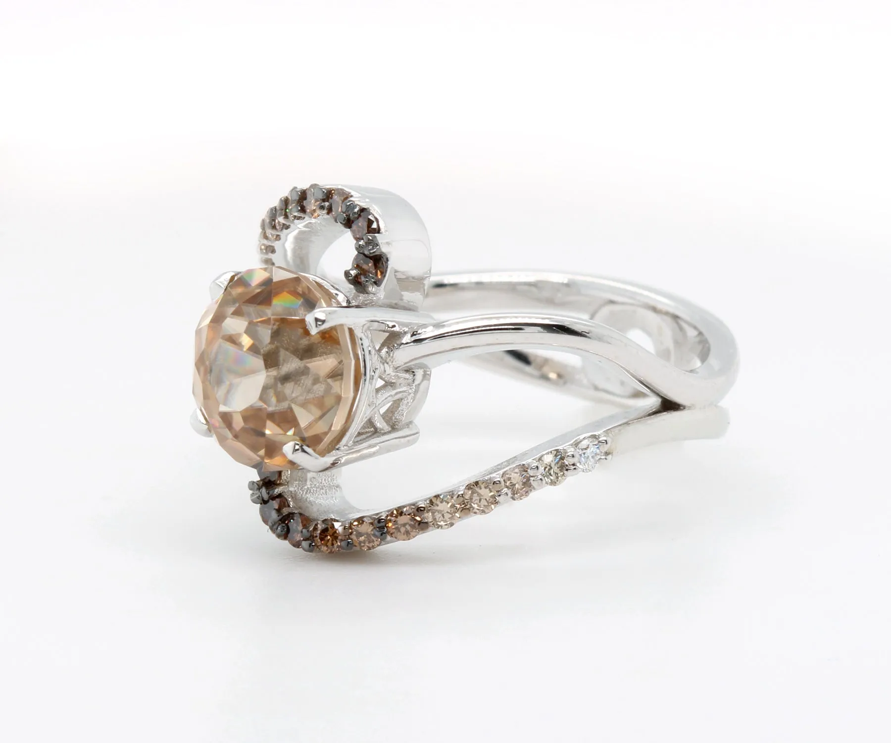 Sherry Zircon Chocolate Diamond Swirl Ring