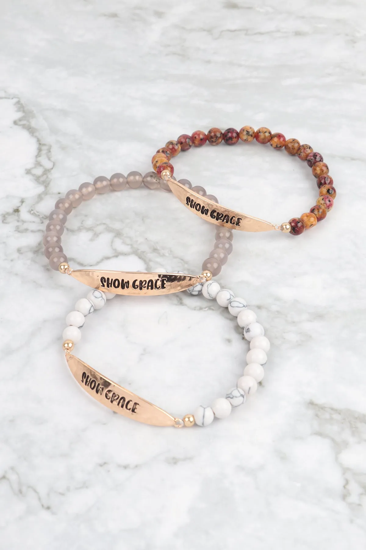 SHOW GRACE NATURAL STONE STRETCH BRACELET