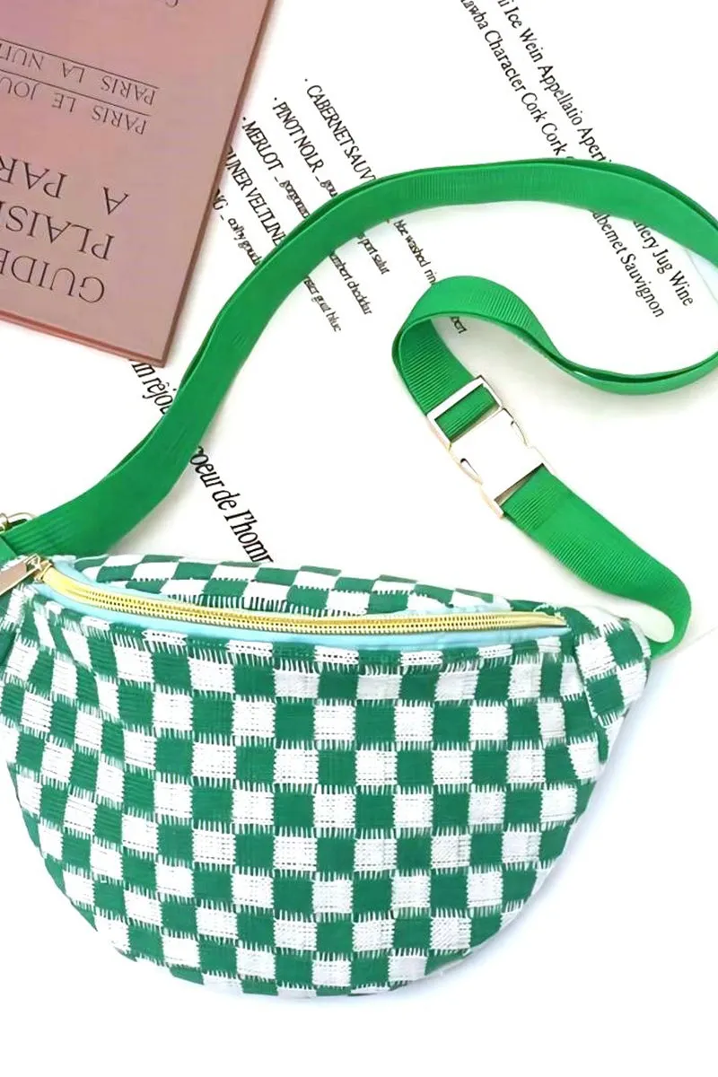 Sightseeing Green Check Waist Bag