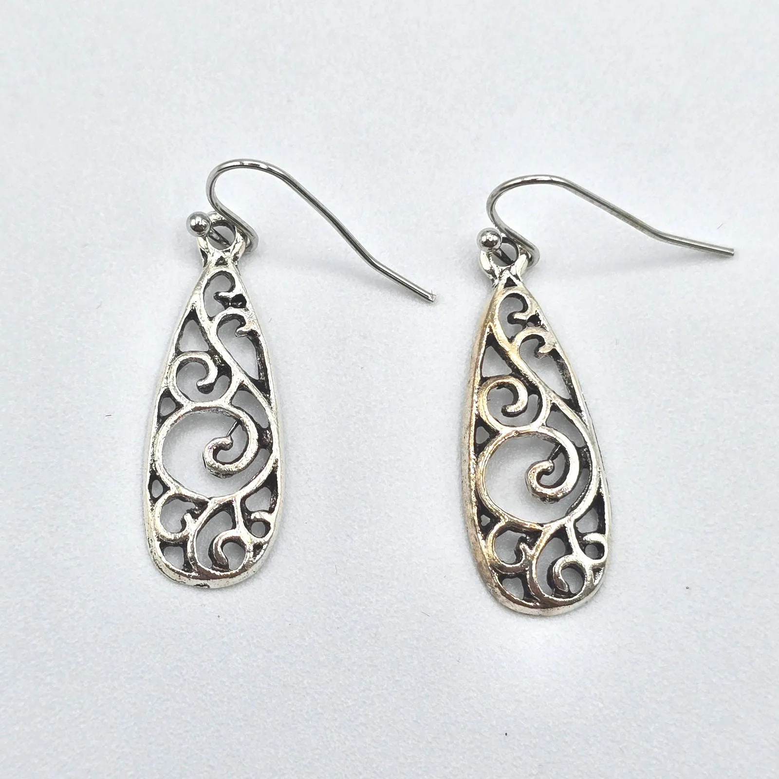 Silver Floral Dangle Hoop Hook Stud Earring Fashion Boho Retro Jewelry ZB01 #02