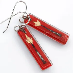 Silver Flower Medium Bar Earrings