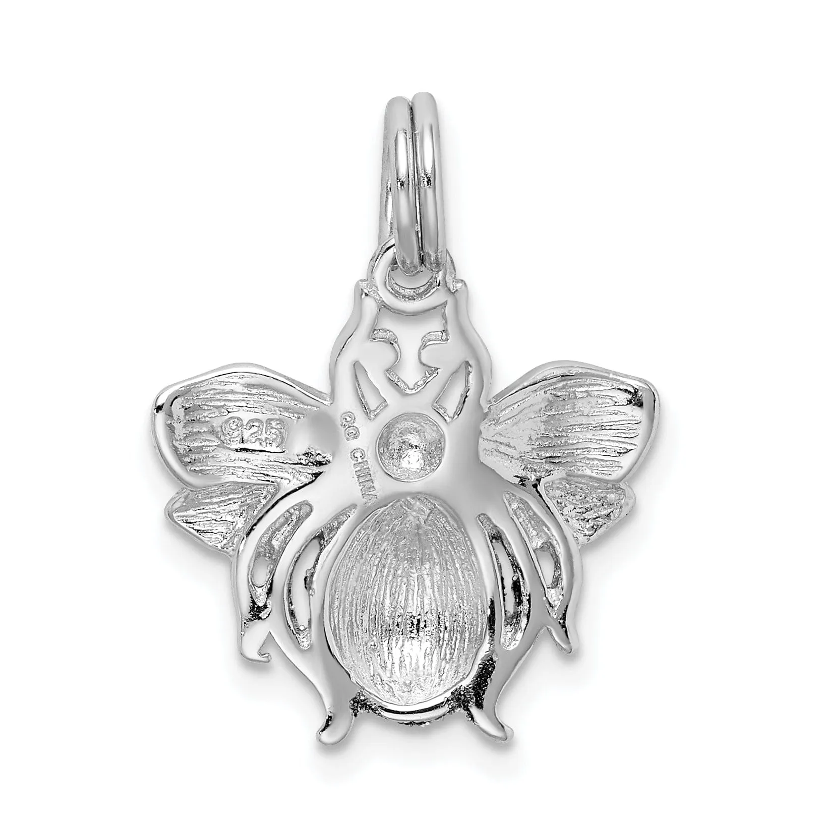 Silver Green Yellow Enamel Bee Charm Pendant