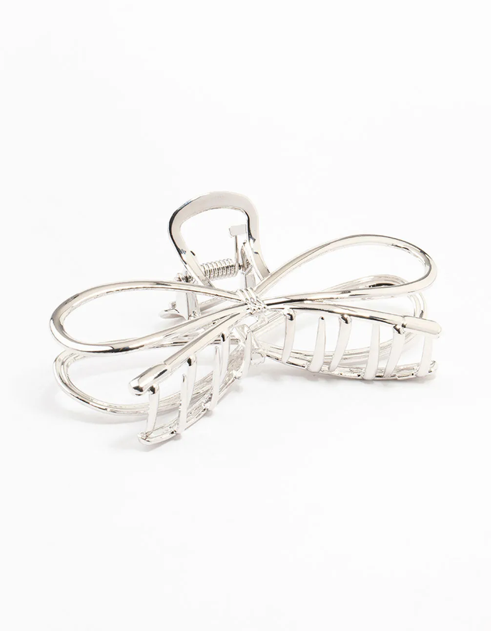 Silver Metal Large Bow Claw Clip