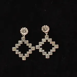 Silver Strike Etched Triangular Silver Earrings