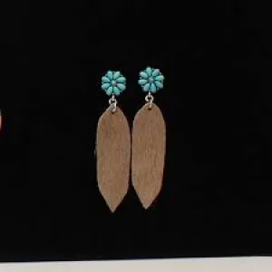 Silver Strike Floral Stud w/Faux Calf Hair Earrings