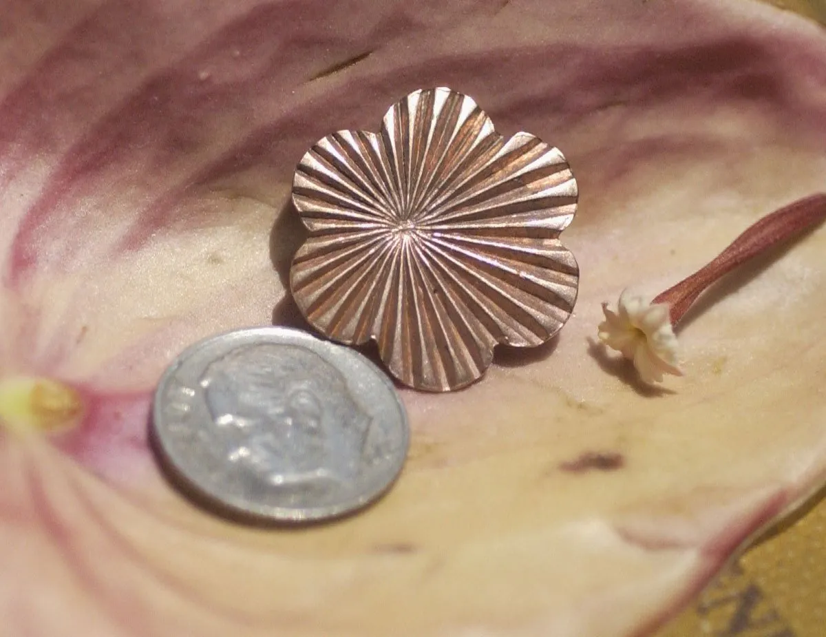 Six Petal Flower Ruffled Pattern 20mm for Enameling Stamping Texturing  Variety of Metals Variety of Metals - 6 pieces