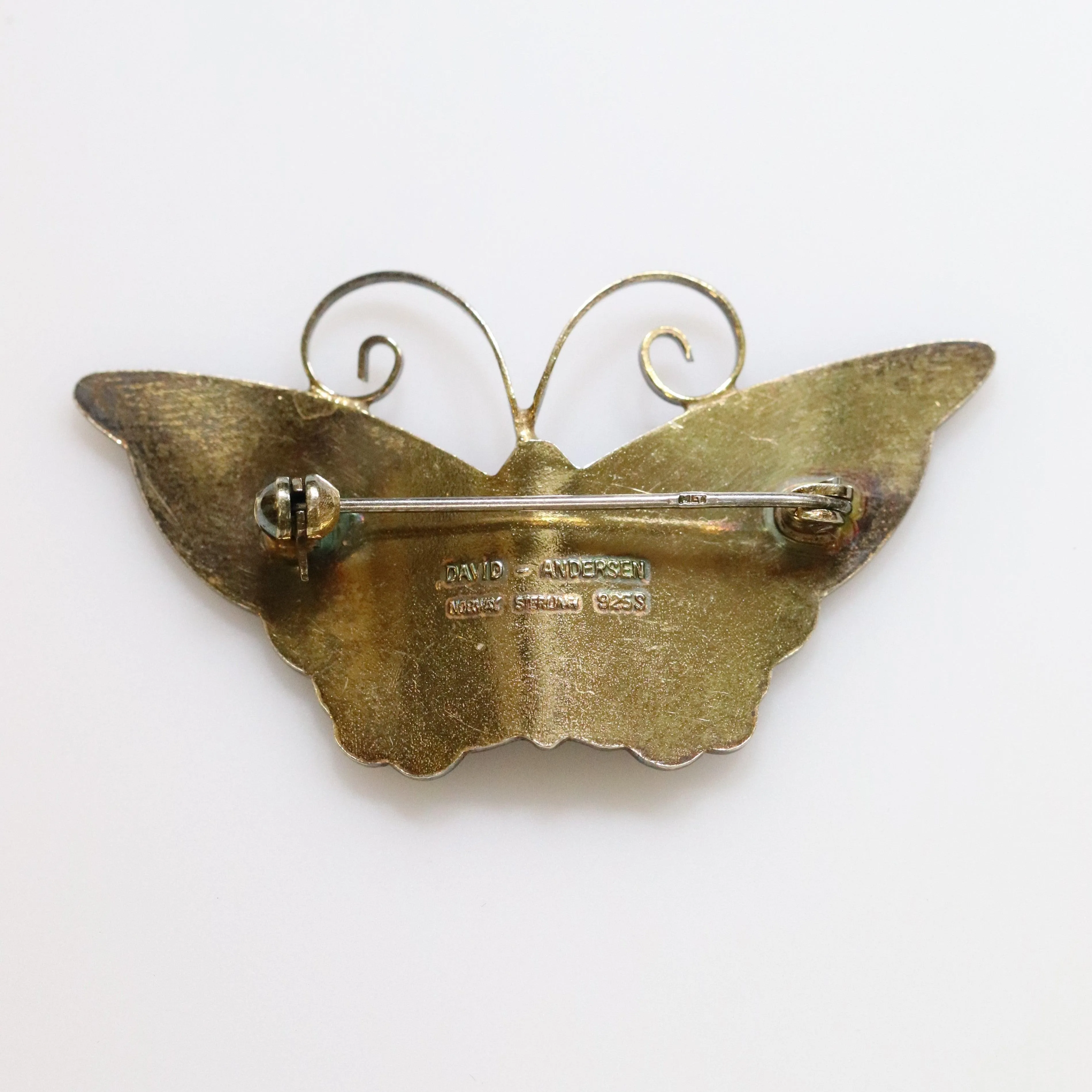 SOLD OUT: Vintage David Andersen Enamel Jewelry | Extra Large Red Guilloche Butterfly Brooch
