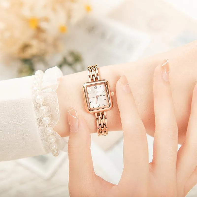 Sotoiru Women Rose Gold Watches Simple Square Bracelet Wristwatch T3011P