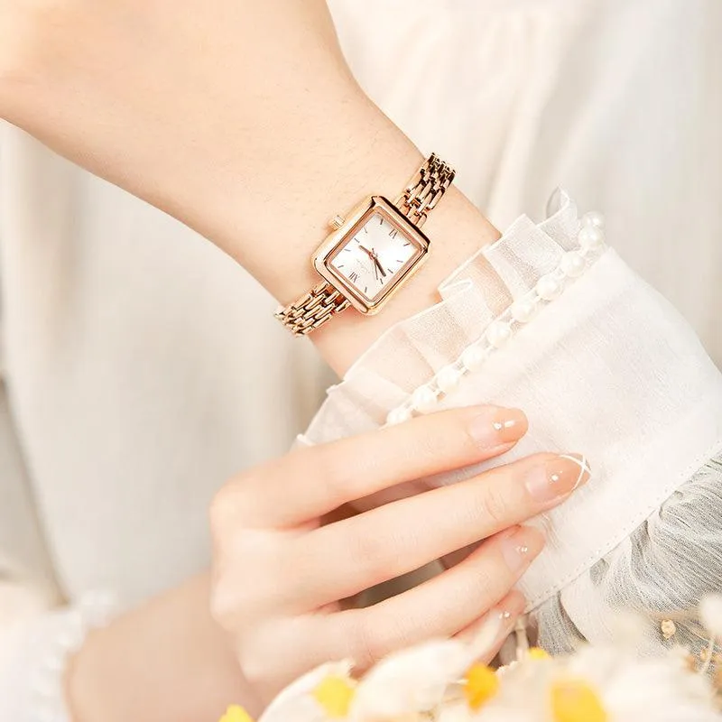 Sotoiru Women Rose Gold Watches Simple Square Bracelet Wristwatch T3011P