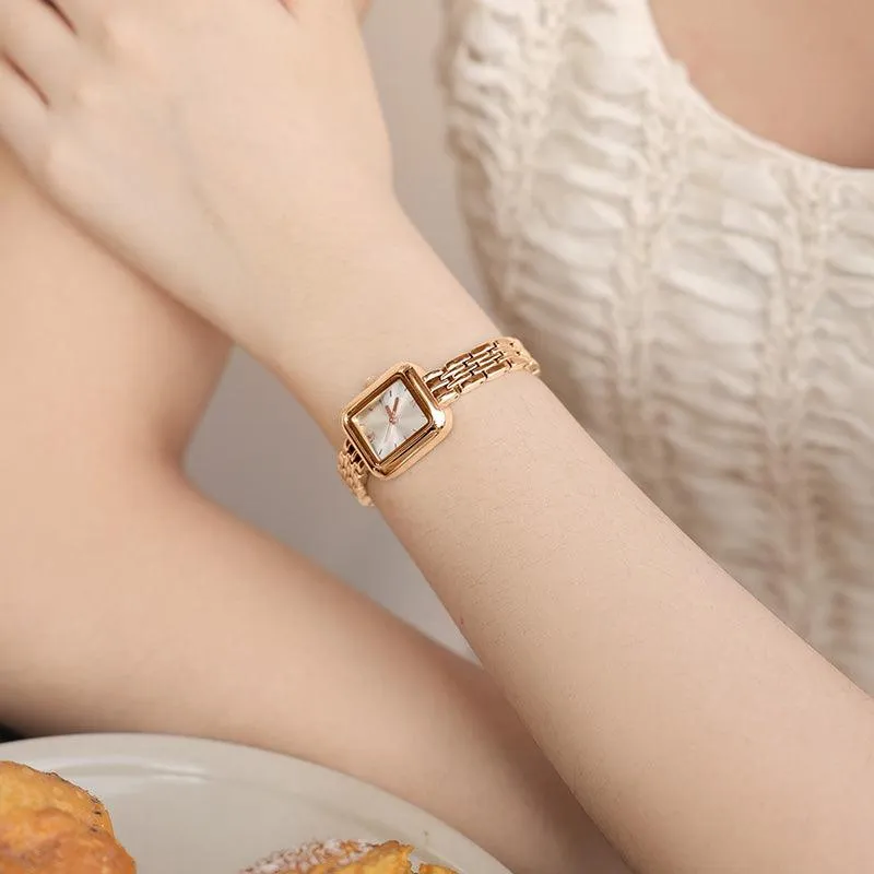 Sotoiru Women Rose Gold Watches Simple Square Bracelet Wristwatch T3011P