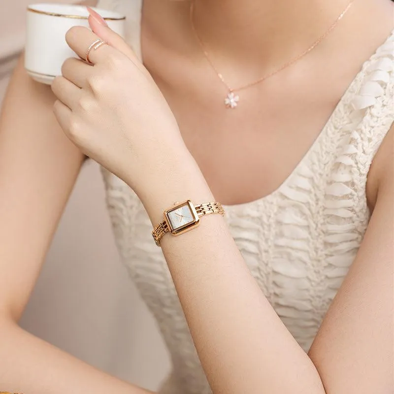 Sotoiru Women Rose Gold Watches Simple Square Bracelet Wristwatch T3011P