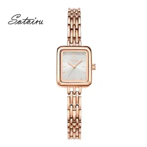 Sotoiru Women Rose Gold Watches Simple Square Bracelet Wristwatch T3011P