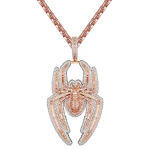 Spider Baguette 3D fully Iced 14K Rose Gold Finish Pendant