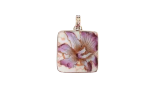 Square Purple Floral Pendant
