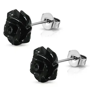 Stainless Steel Resin Rose Flower Floral Stud Earrings