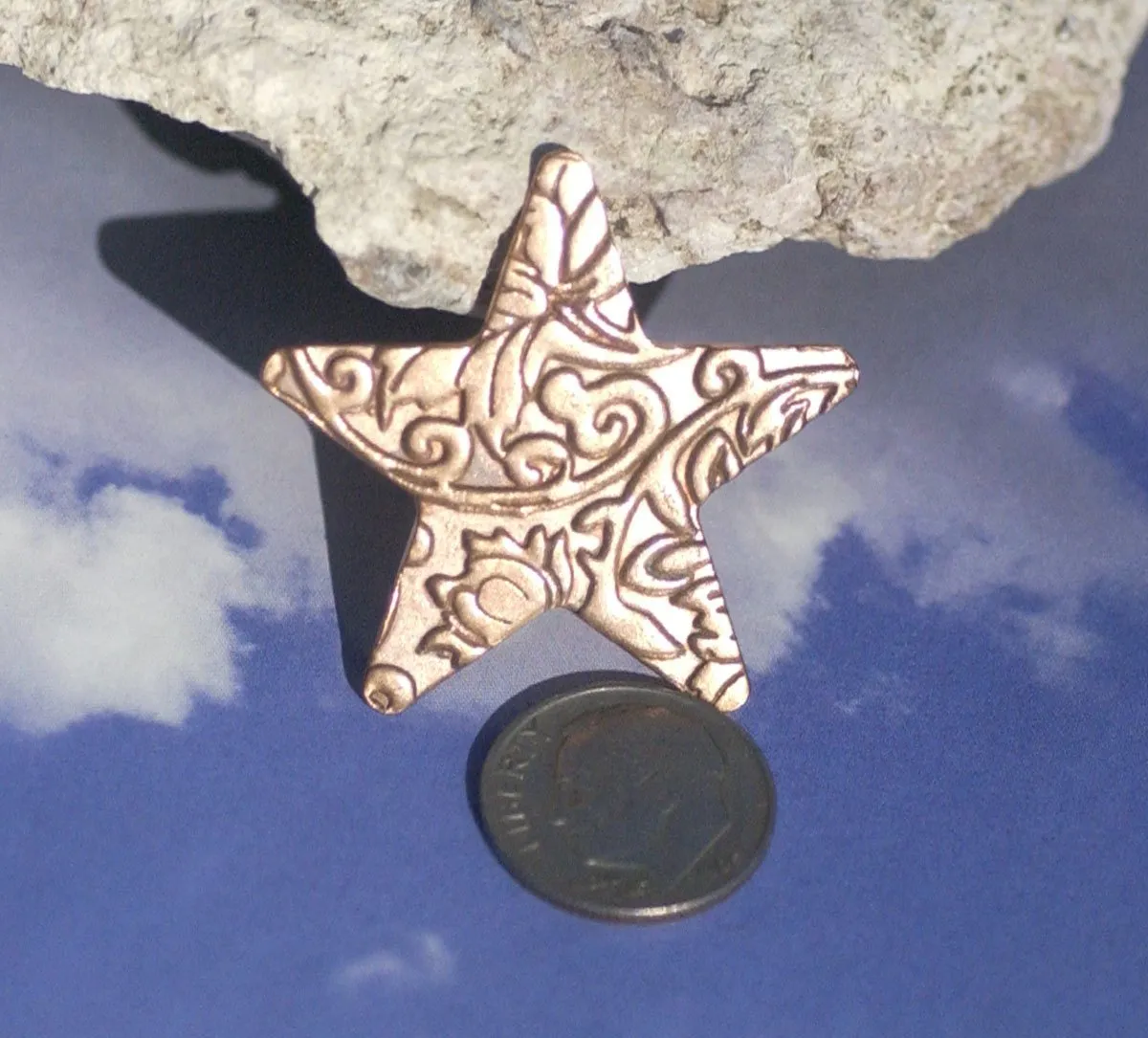 Stars in Lotus Flowers Textured 30mm for Enameling Stamping Texturing Soldering Blanks Variety of Metals