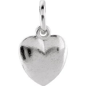 Sterling Silver 15.15x8.9 mm Puffed Heart Charm with Jump Ring