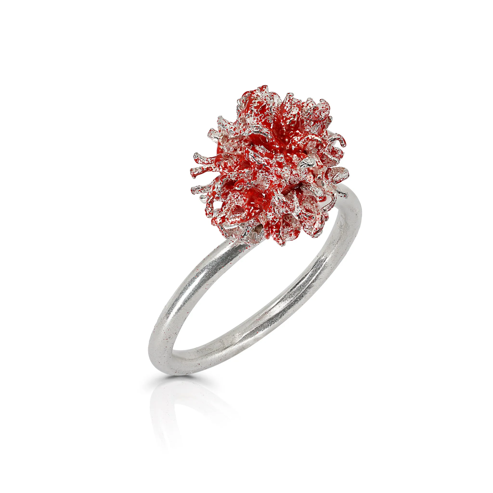 Sterling Silver and Enamel Liquidambar Ring