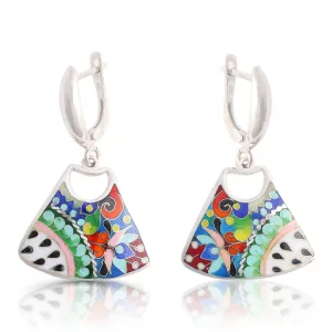 Sterling Silver and Enamel Nature Earrings