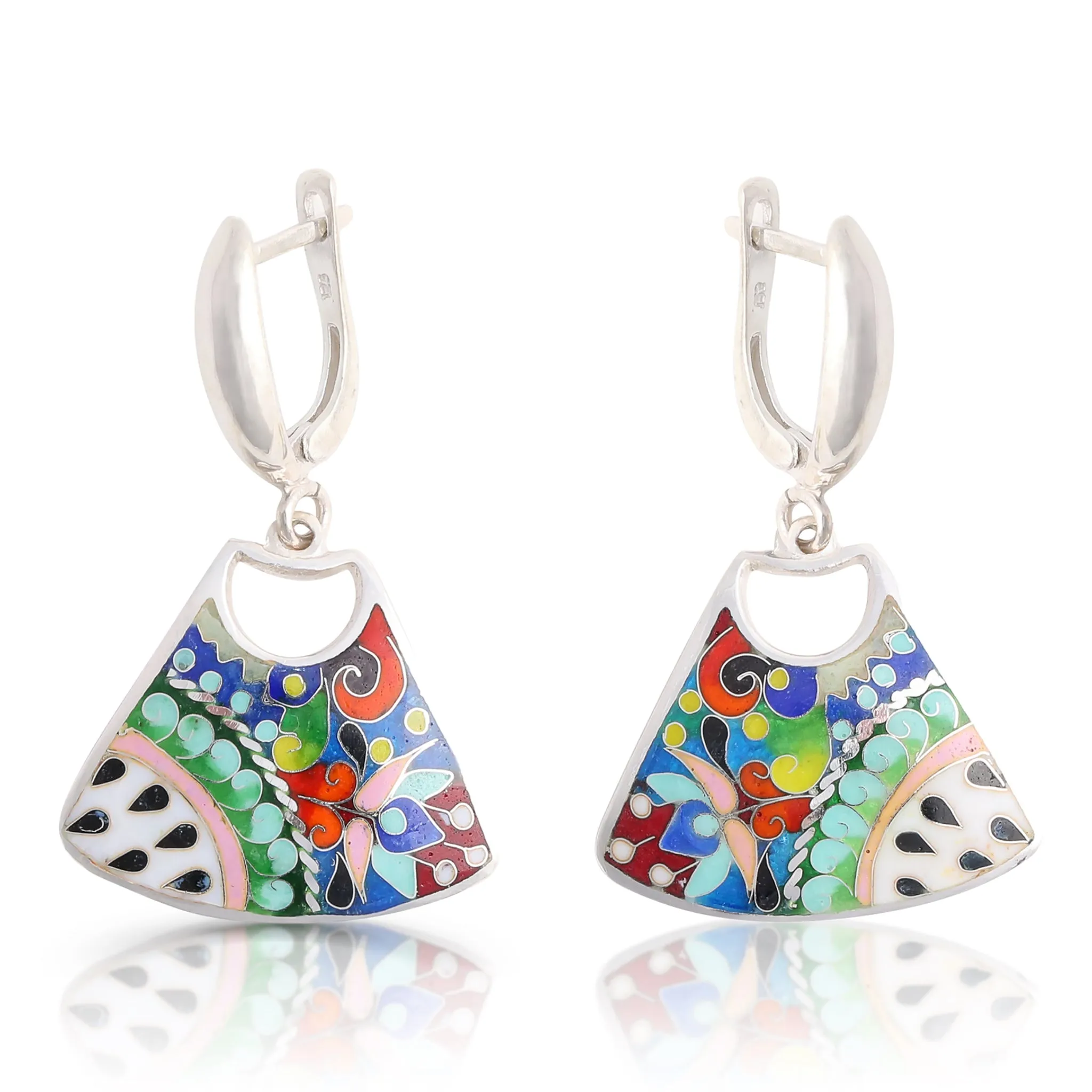 Sterling Silver and Enamel Nature Earrings