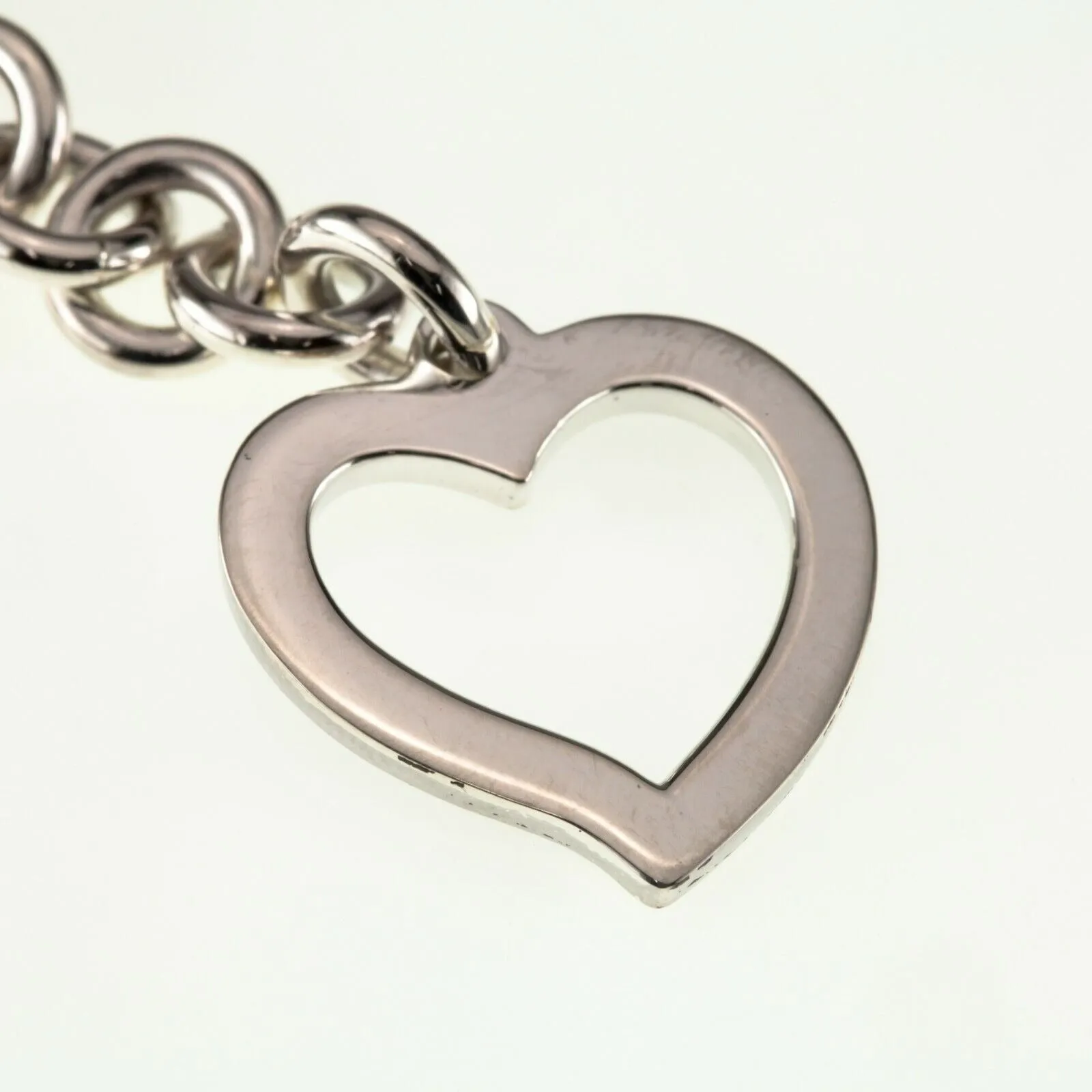 Sterling Silver Enamel Inlay Dangle Heart Key Chain 90 mm Long