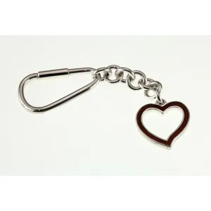 Sterling Silver Enamel Inlay Dangle Heart Key Chain 90 mm Long