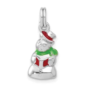 Sterling Silver Enamel Snowman Charm Pendant