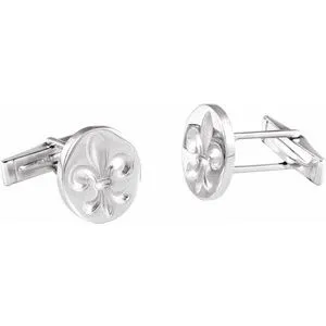 Sterling Silver Fleur De Lis Cuff Links