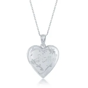 Sterling Silver Heart Shaped "Mom" Locket (95237)